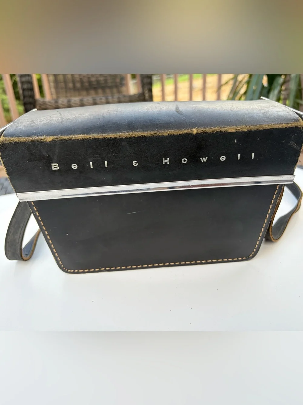 Vintage Bell & Howell Black Leather Camera Case Crossbody Carrying Case